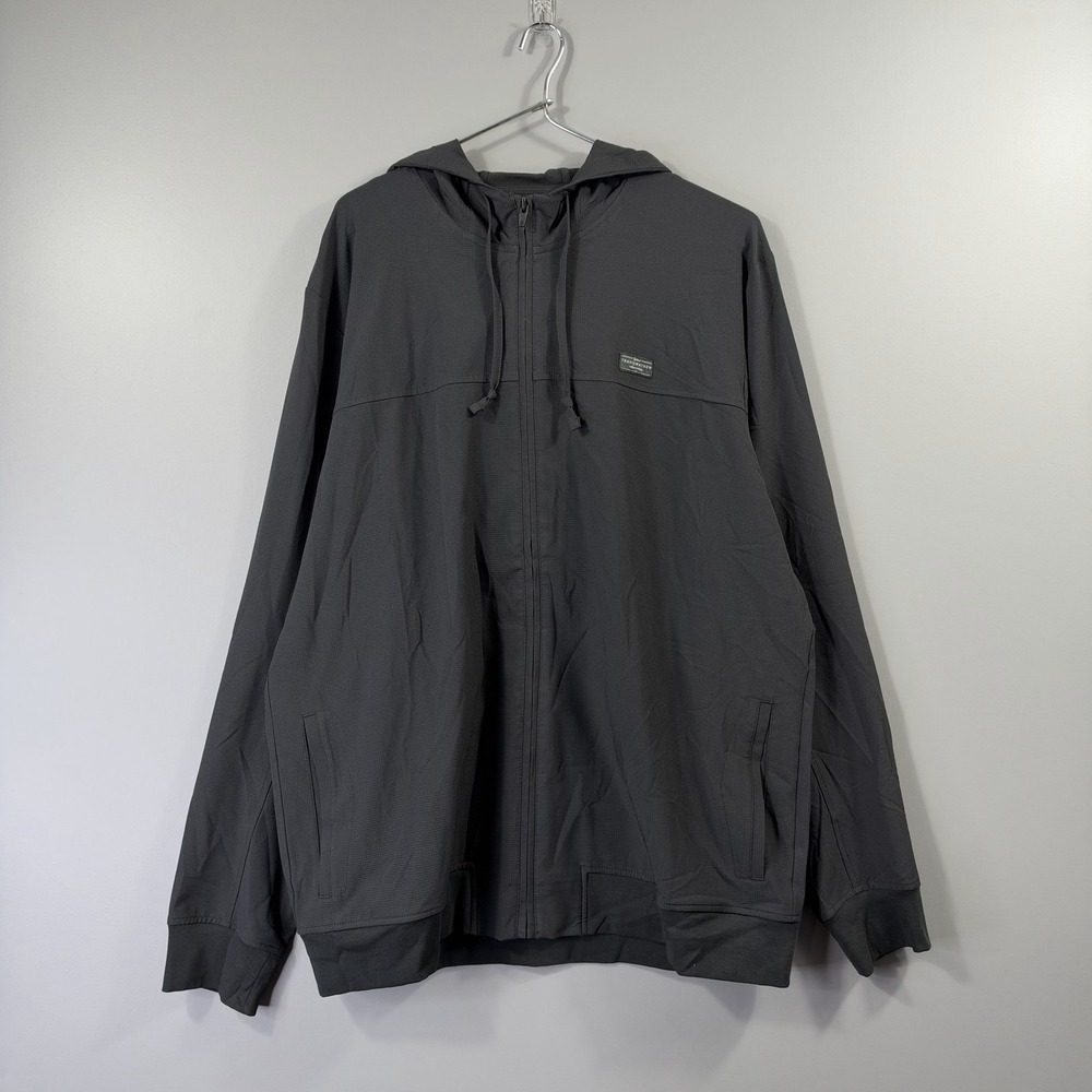 TravisMathew Jacket Mens XL Black Hooded Windbreaker Full Zip Golf Lightweight